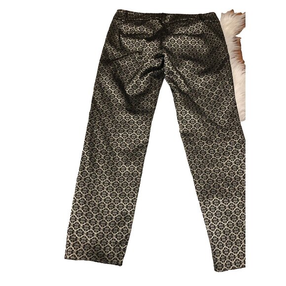 Ann Taylor curvy Cotton Blend Gold Metallic Black Ankle Pants jacquard Sz 0 ~ Y1 - Picture 4 of 4